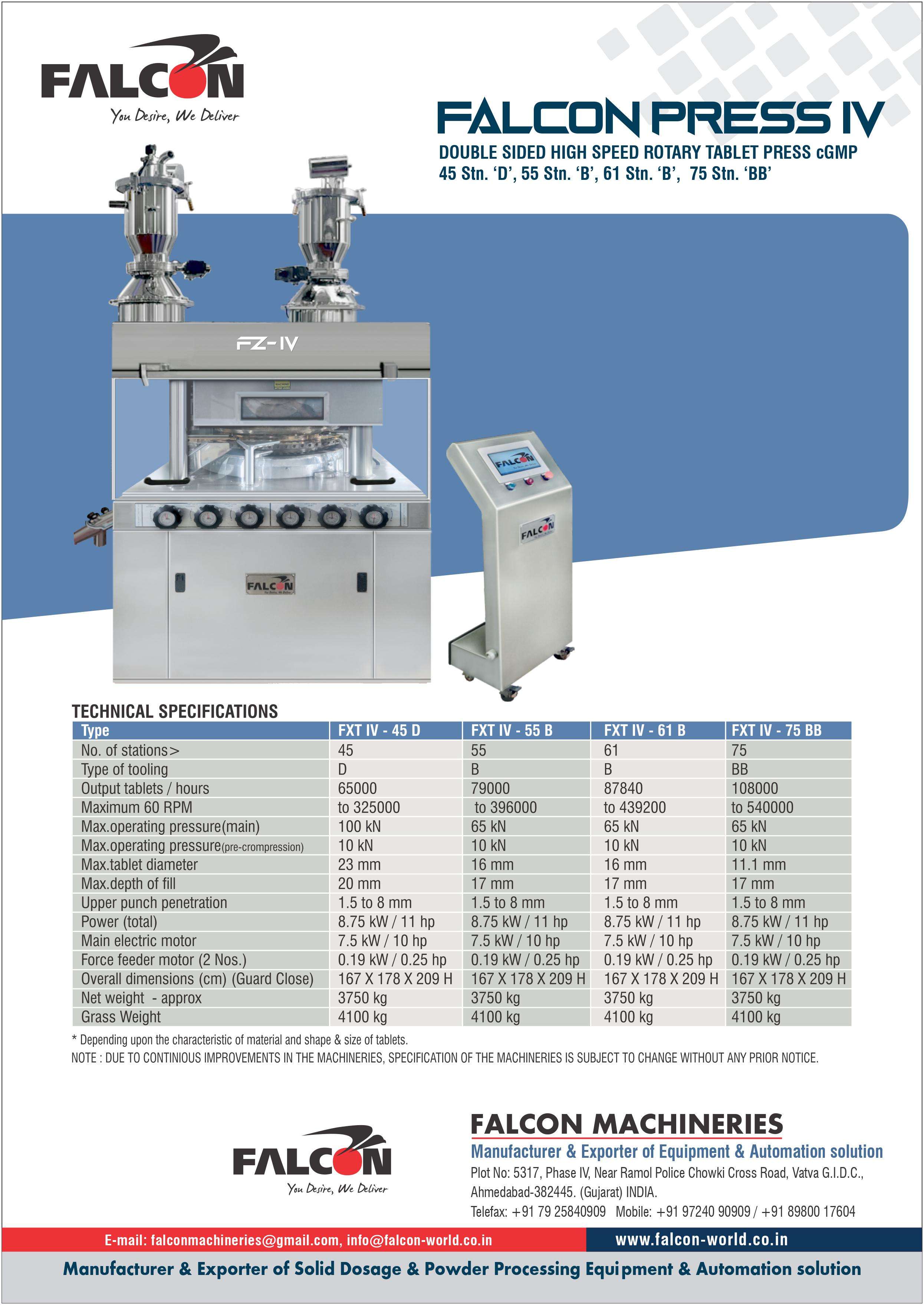 FALCON FZ IV HIGH SPEED TABLET PRESS