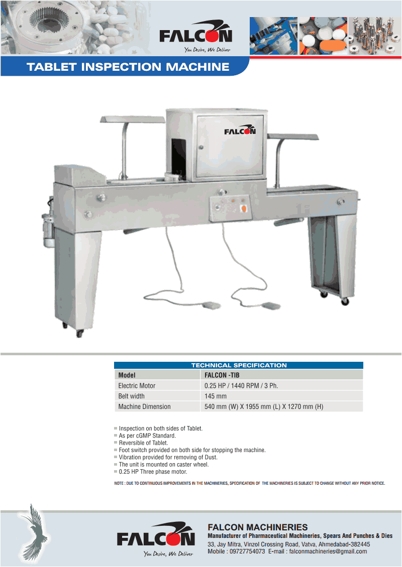 FALCON TABLET INSPECTION MACHINE