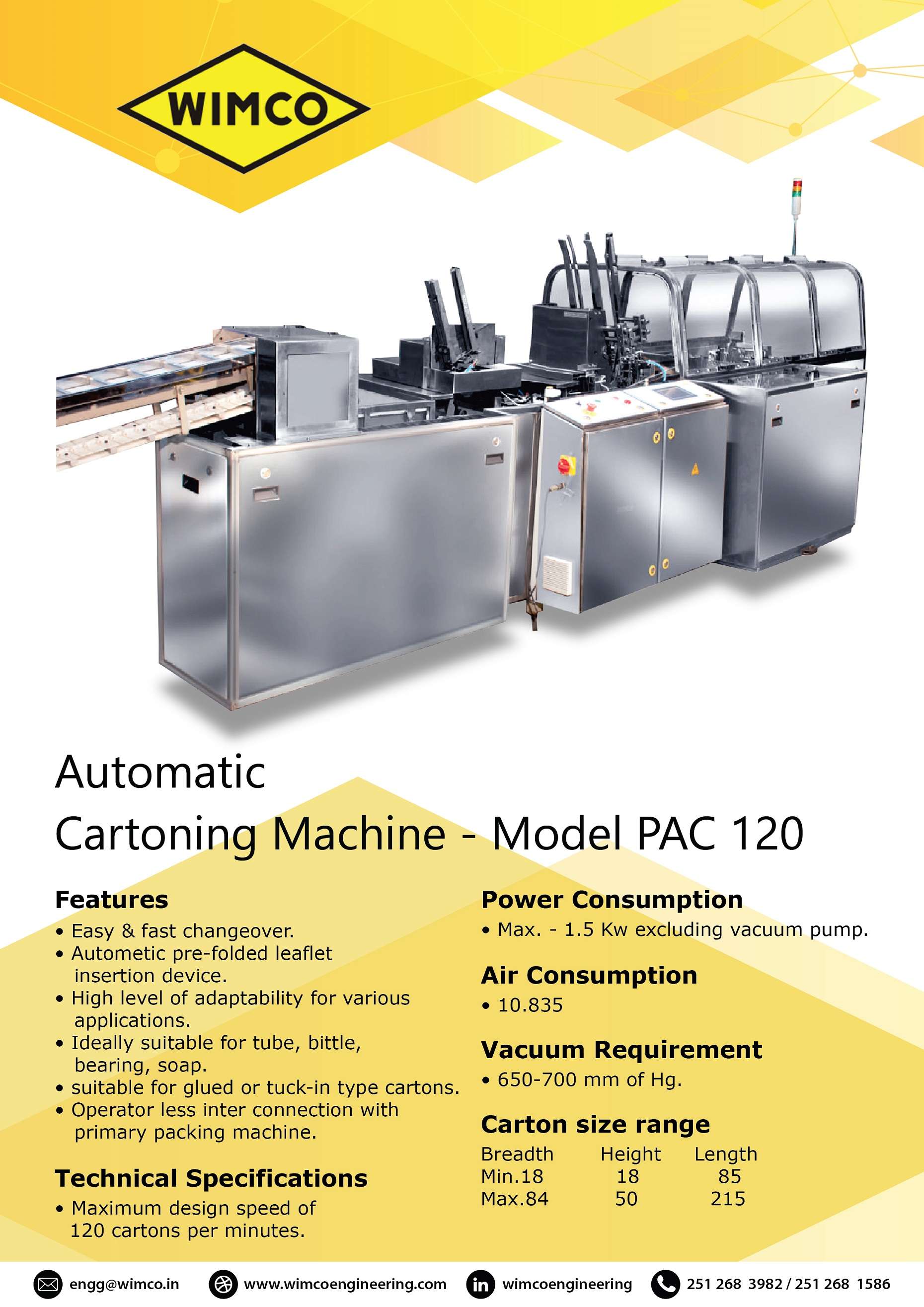 Automatic Cartoning Machine - PAC 120