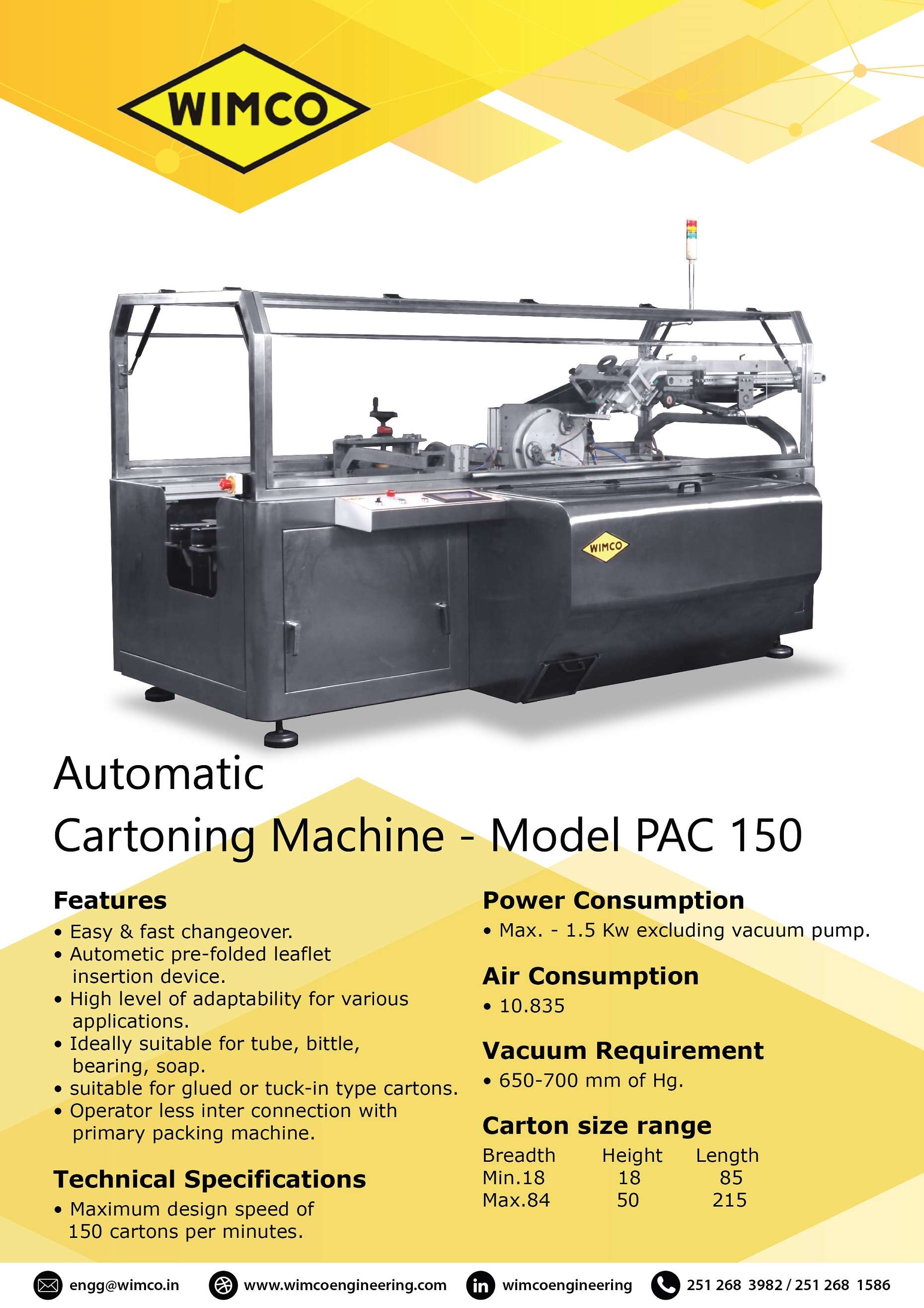 Automatic Cartoning Machine - PAC 150