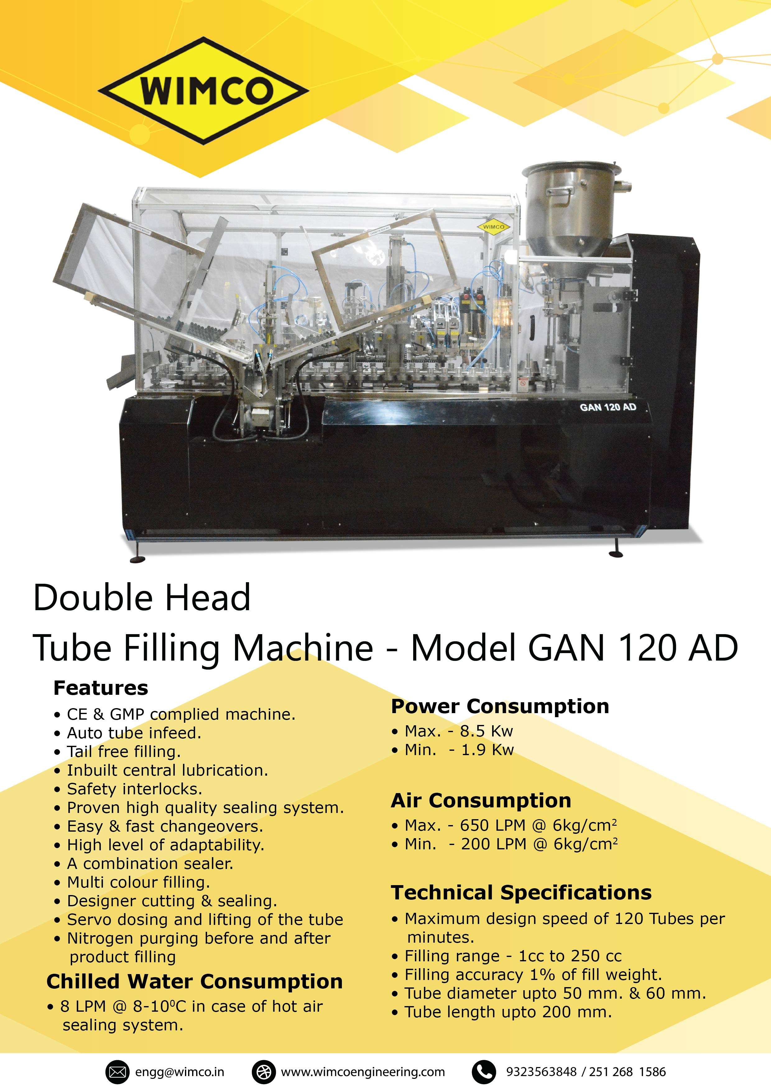 Double Head Tube Filling Machine - GAN 120 AD