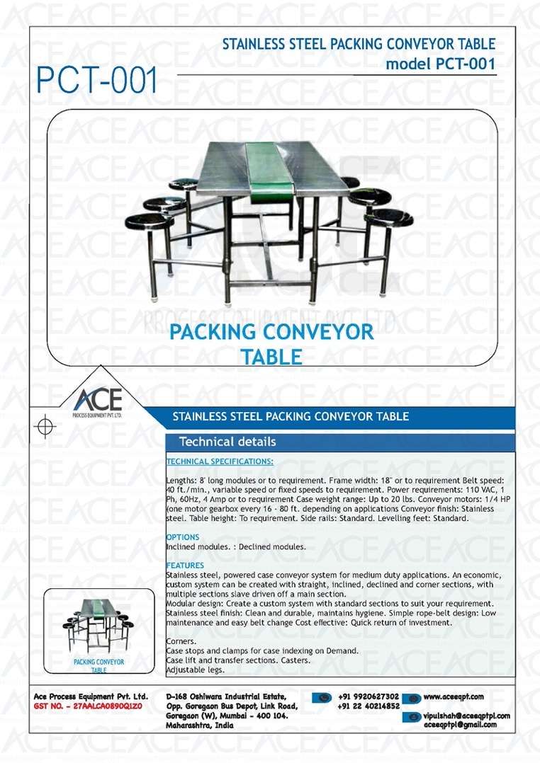 SS CONVEYOR PACKING TABLE