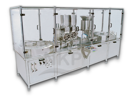 Automatic injectable dry powder filling with rubber stoppering machine