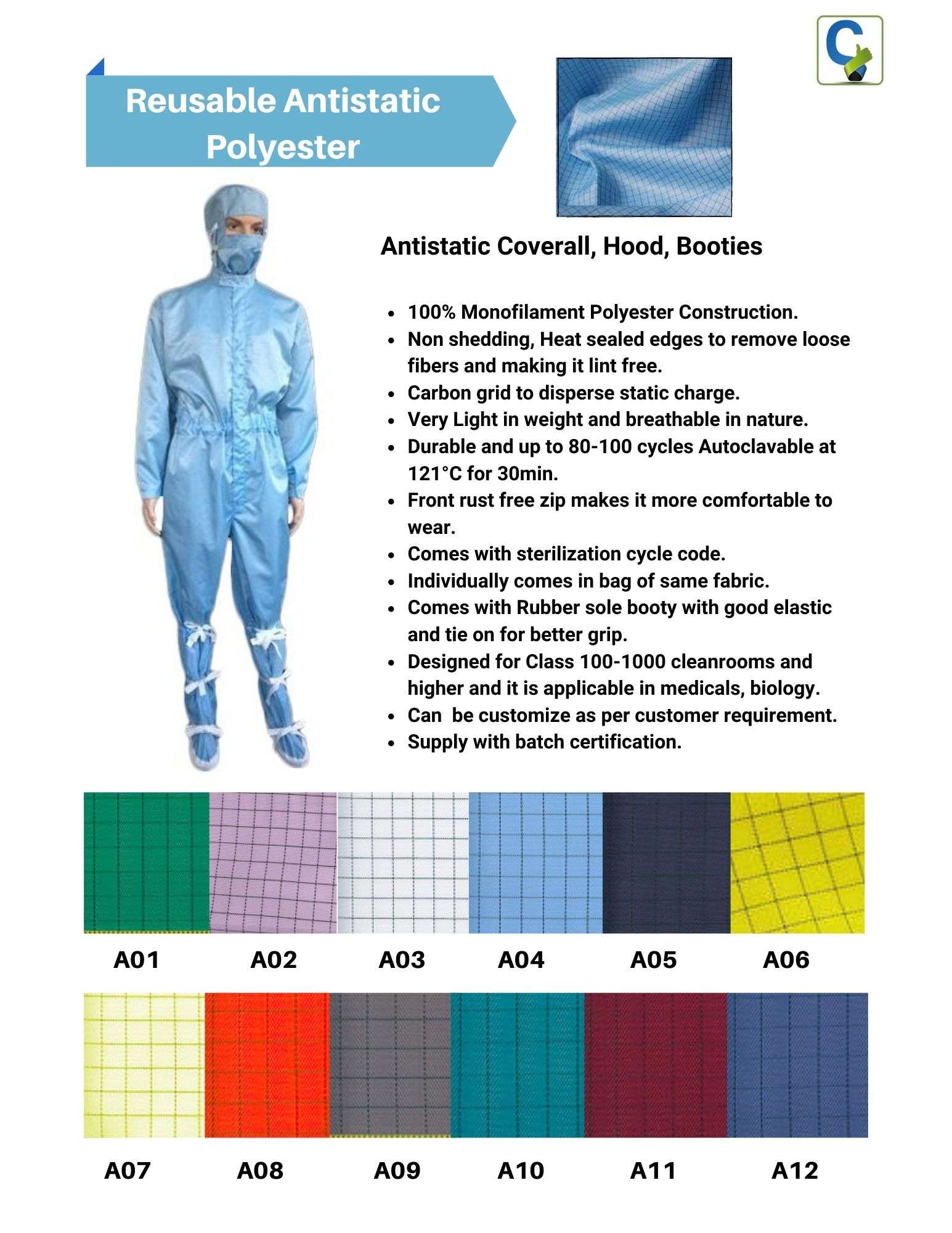 Reusable Antistatic Autoclavable Garment